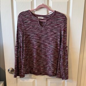 Style & Co. Burgundy and Gray Long Sleeve Top